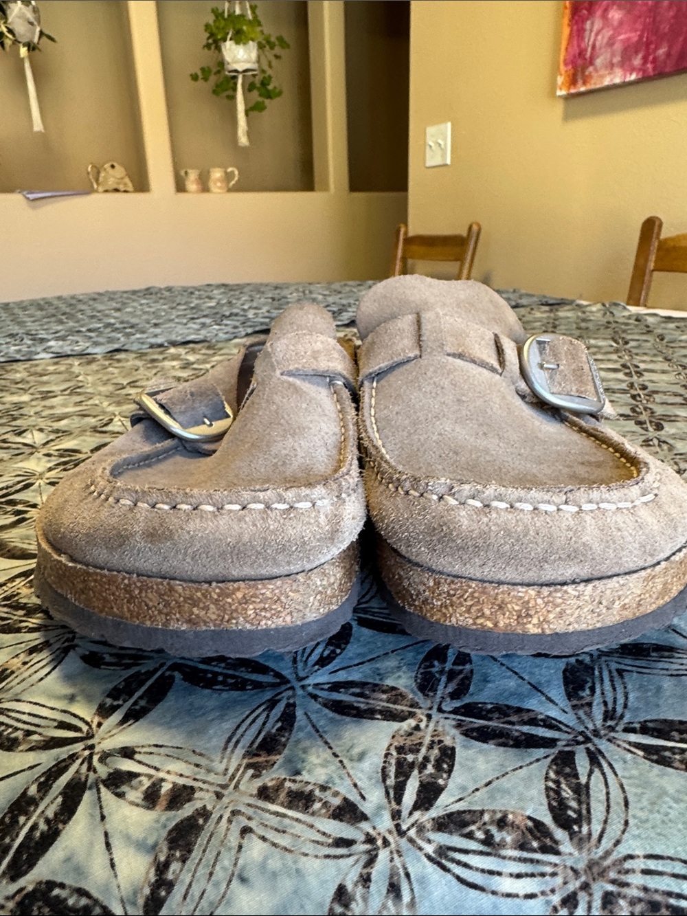 Birkenstock Buckley Suede Buckle Slip-Ons in Taupe - Picture 4 of 6
